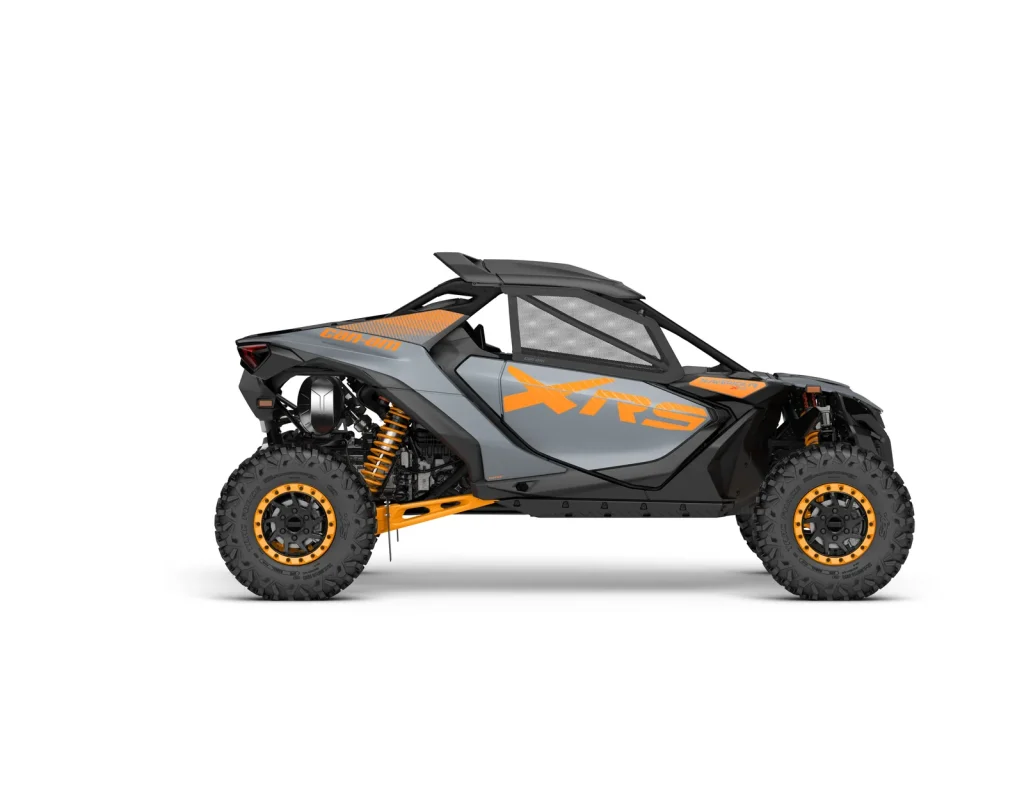 Maverick R X RS DCT SAS 999T, Dolomite Grey & Orange Crush, vista laterale